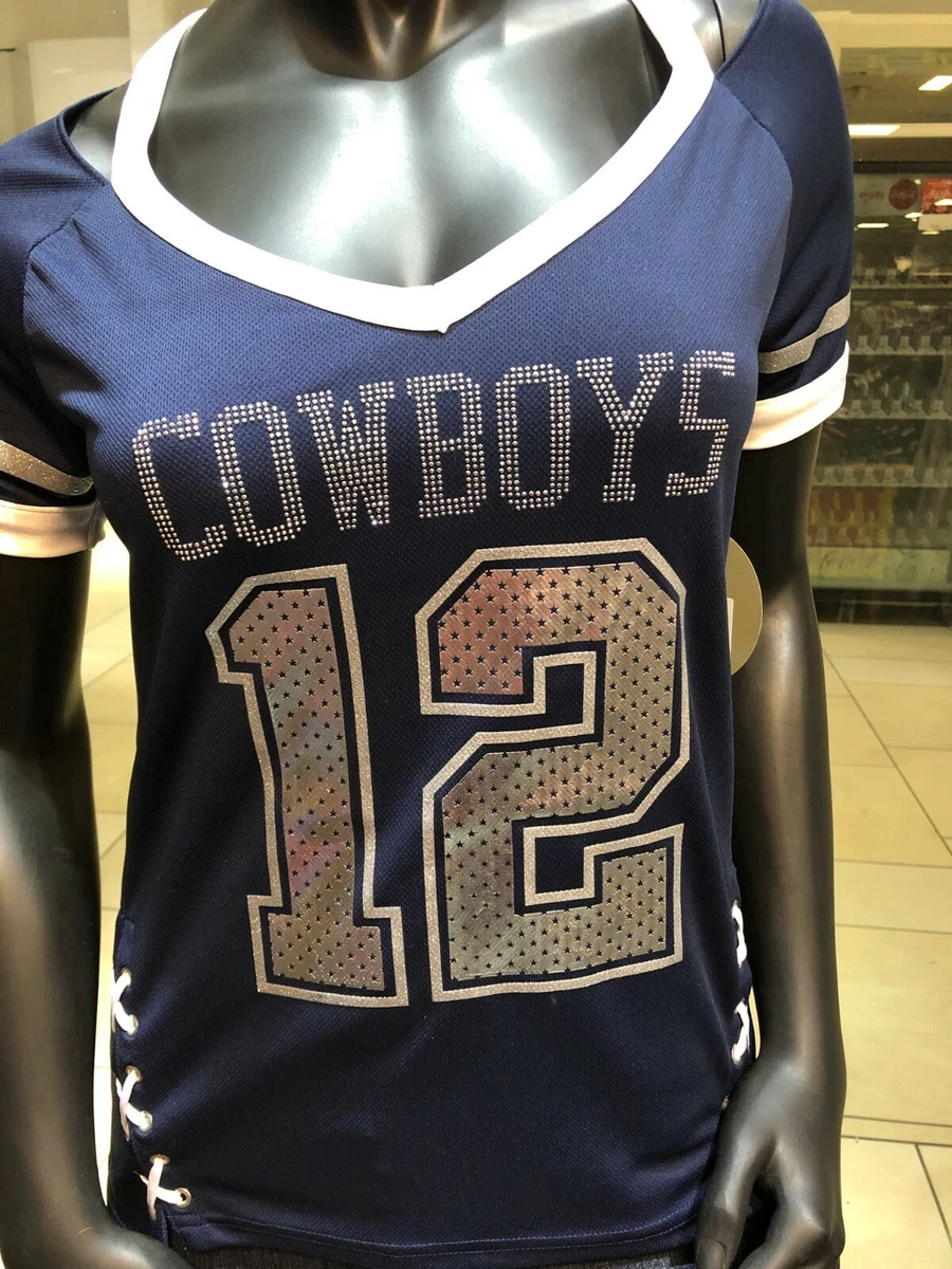 Dallas Cowboys NFL Football Women s Vixen Fashion Jersey Top Navy 12