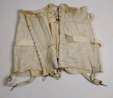 Vintage 1950s Camp Lace-Up Corset Girdle Embroidered Nylon w/ Garters