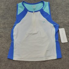 NWT Zoot Sports Top Women's Size Large White/Blue TriFit Sprint USA Triathlon