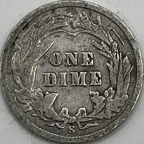 1904-S Barber Silver Dime in a SAFLIP® - Fine- (VG+) Details
