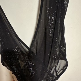 Maison Close SMALL Sz 4 Douce Provocation Thong Bodysuit Coeur, Open Black Body