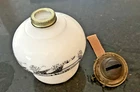 Vintage Currier & Ives Milk Glass Oil Lamp Base with No Globe