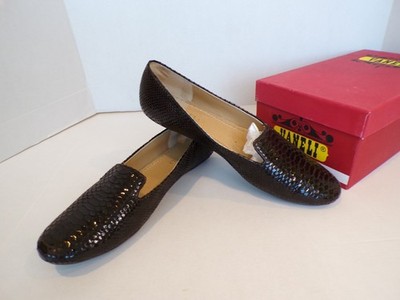 Vaneli Brown Chocolate Leather Reptile Print Flats Womens Size 9N