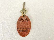 Vintage Hotel Earle Greenwich Village NYC Key with Tag Fob - Waverly Place