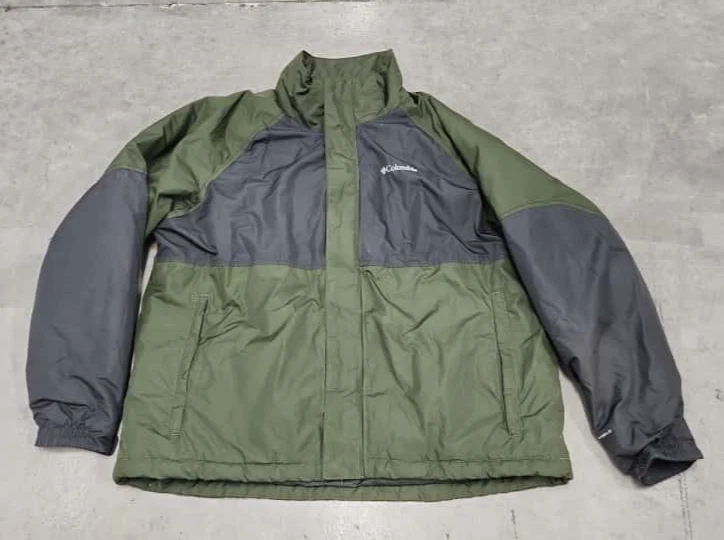 Columbia Green/black Insulated Hooded Waterproof Jacket Coat Full Zip Siz xL Men