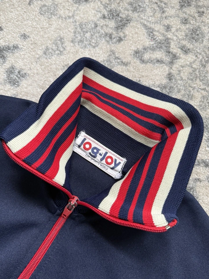 复古 Jog Joy 轨道夹克 80 年代 L 码海军蓝 — 第 3/4 张图片