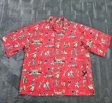 Vintage HEET Camp Shirt Men's Large  Happy Campers Allover Print  80's 