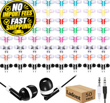 Ladont 50 Pack Bulk Kids Earbuds for Classroom, Student 50 Pack, Multicolor