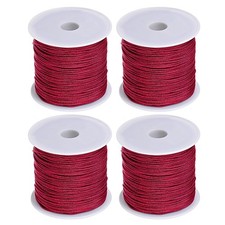 4 Rolls Nylon Beading Thread Knotting Cord 0.8mm 50 Yards Satin String, Maroon