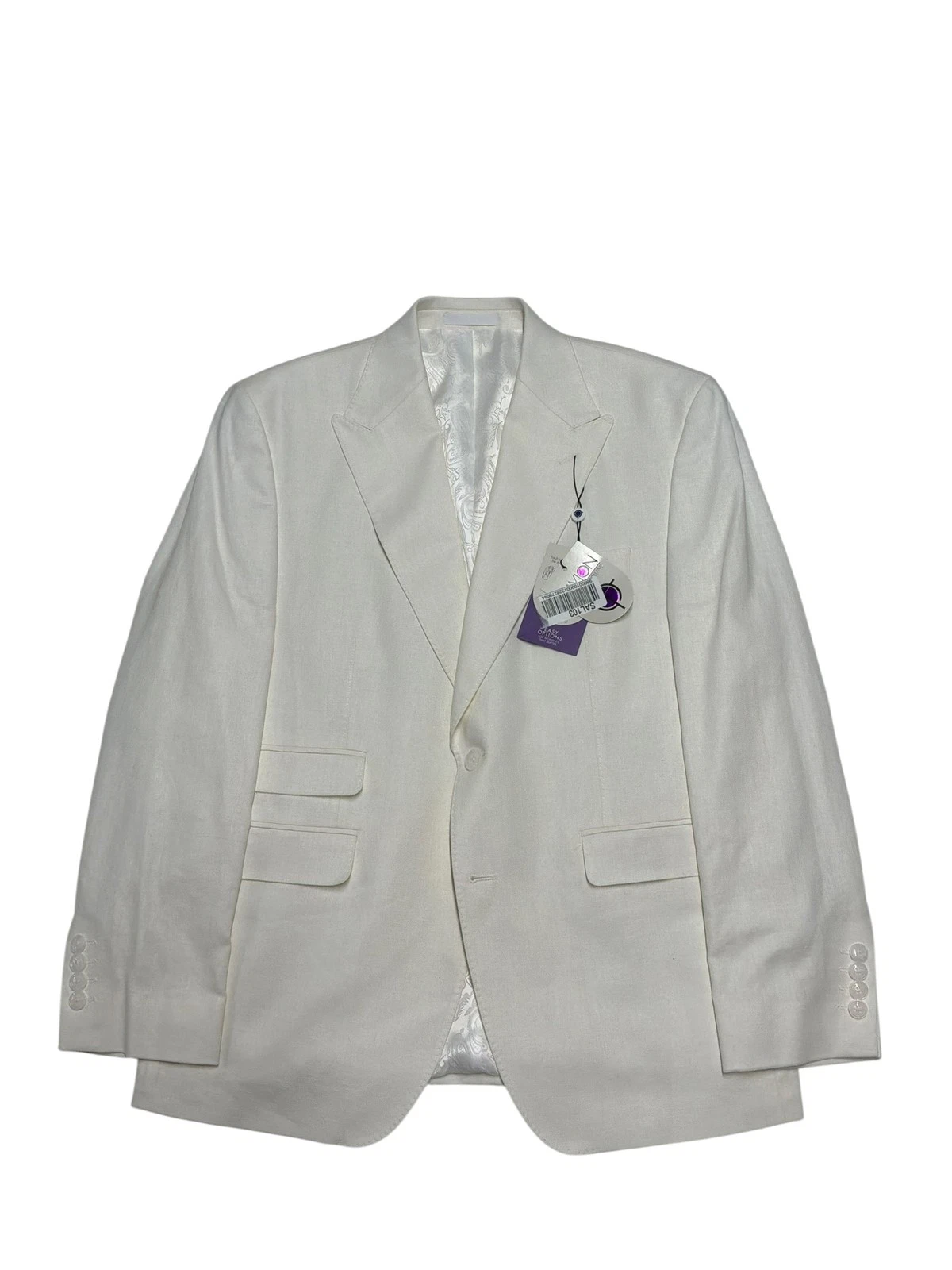 Tayion Collection Mens Regular fit Sport Coat Blazer 40 S White Linen Cotton
Opens in a new window o