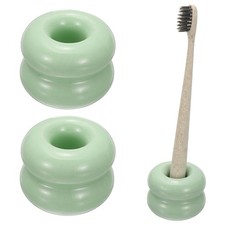 2Pcs Mini Ceramics Toothbrush Holder Stands, Light Green