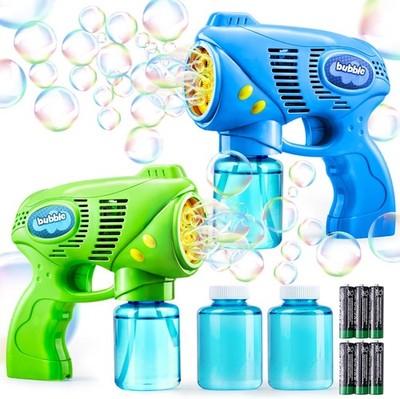 JOYIN 2 Kids Bubble Gun with 2 Bottles Refill Solution, Bubble Machine Gun for T
