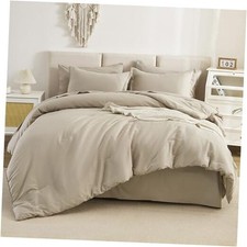 Comforters Queen Size Set - 7 Pieces Bed in a Bag Queen 90"x90" Oatmeal