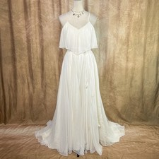 Vintage Renaissance Dress 50s Chiffon Pleated Fit Flare Draped Maxi Wedding