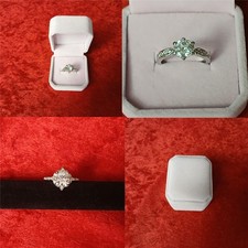 WOMENS 925 SPARKLING STERLING SILVER CZ ENGAGEMENT RING SIZE 5.5 U.S. WITH BOX
