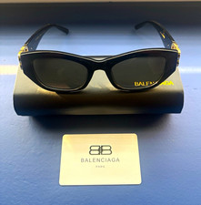 Balenciaga Women's Cat Eye Sunglasses Black Frame/Lens Logo Tinted w/Case