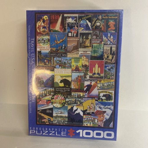 NEU NIE GEÖFFNET Eurographics 1000 Teile Puzzle Reisen USA - Vintage Poster - Bild 3 von 3