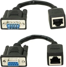XMSJSIY DB9 RS232 to RJ45 Extender, 9-Pin Serial Port Female&Male 2-Cable 