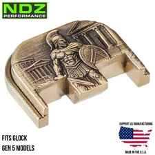 NDZ Glock Gen 5 17 19 26 45 47 Brass Slide Cover Back Plate Spartan 3D Engraved