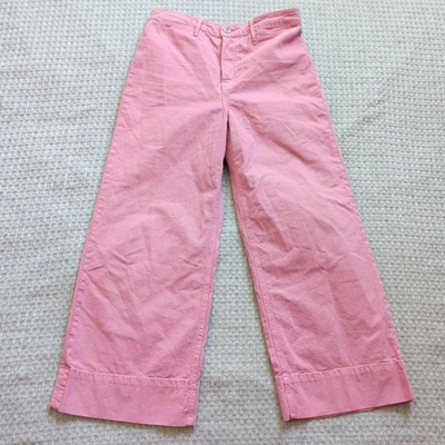 #ad GRLFRND Jeans Womens 29 Pink Campbell High Rise Wide Leg Crop Button Fly $50.99