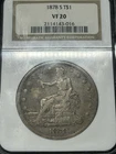 1878 S Trade Silver Dollar NGC VF20 - Very Fine Original Problem Free Type Coin