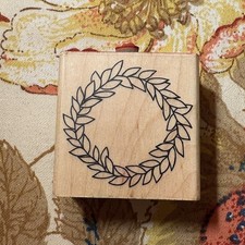 A Muse Art Stamps Laurel Reef Vintage Wood Mounted Rubber Stamp