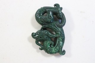 Amulett Drache geschnitzte Steinfigur China (IE597)