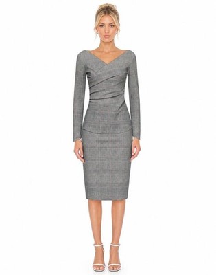 NWT CHIARA BONI LA PETITE ROBE Clelia Midi Dress in Prince Of Wales 4  $795