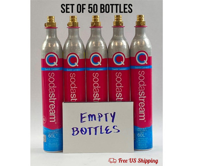 Sodastream CO2 Cylinder Empty Quick Connect 60 Liter Set of 50 Bottles