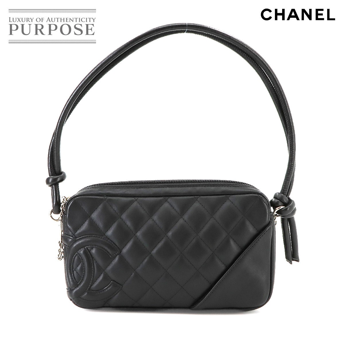 CHANEL Cambon Line Black Leather Shoulder Bag A25175
