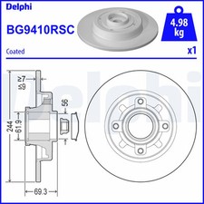 DELPHI BG9410RSC Disque de frein pour CITROËN,OPEL,PEUGEOT,VAUXHALL