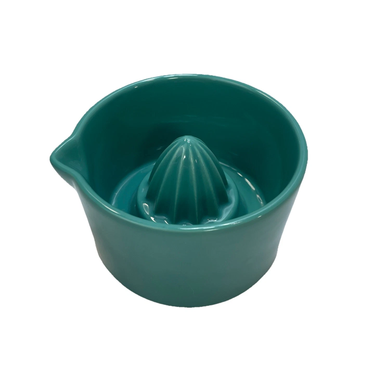 Ceramic Pottery Citrus Orange Juicer Reamer Spout Large Deep Turquoise MCM VTG