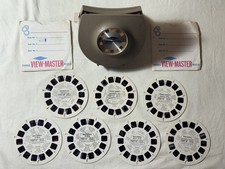 Vintage View-Master 1960s Sawyers Tan 3D Viewer   7 Wild Animal Themed Reels