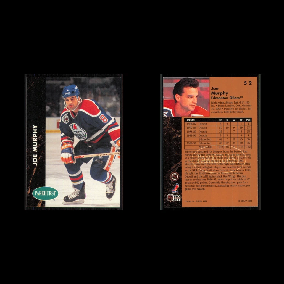 Joe Murphy #52 1991 Parkhurst Edmonton Oilers Hockey Card NHL NM - Image 3 of 3
