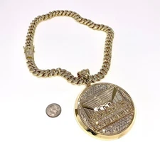 18K Gold Last Supper CZ Diamond BIG SIZE Quality Custom Pendant/Chain