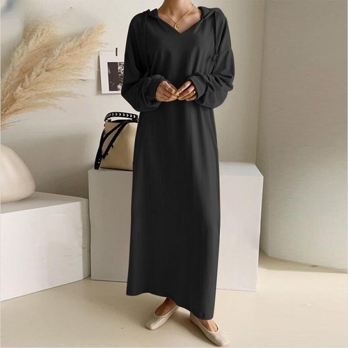 Plus Size Women Hooded Sweatshirt Dress Ladies Hoodie Jumper Maxi Long Dresses - Picture 12 of 14