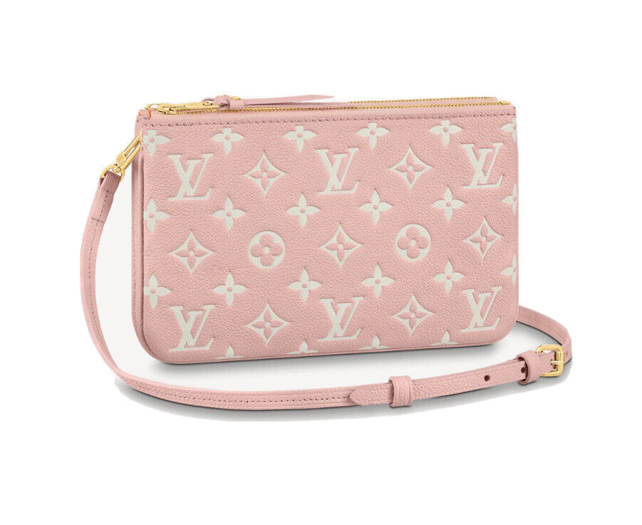 New Louis Vuitton Pink Double Zip Pochette Empreinte New Louis Vuitton Pink Double Zip Pochette Empreinte
