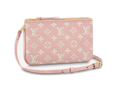 New Louis Vuitton Pink Double Zip Pochette Empreinte Crossbody Bag