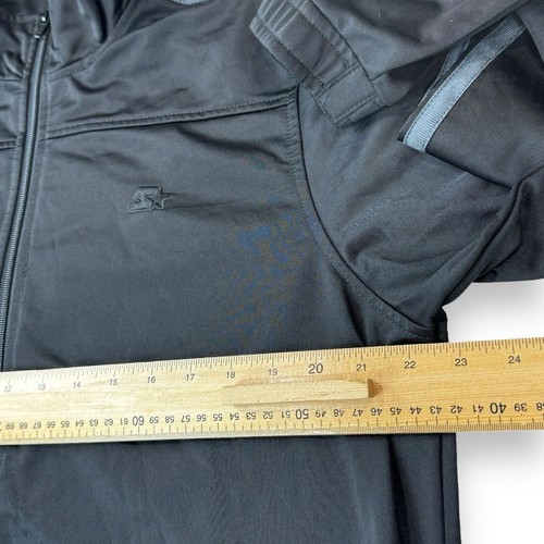 STARTER Mens Tracksuit Top Jacket Size L 42/44 Black Grey Polyester Lightweight - Picture 3 of 10