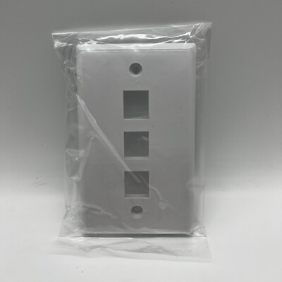 25 Pack Lot 3 port Hole Keystone Jack Wall Plate Smooth Surface White