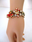 Christmas Holiday Charm Bracelet Gold Tone With 6 Holiday Charms 7"