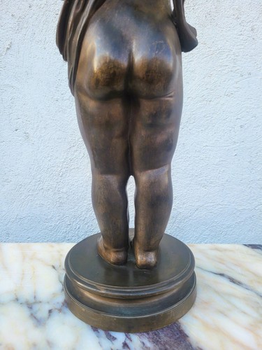 Bronze d'Un Putto Ailé Sur Pied, fin XIXème Siècle début XXème siècle - Imagen 8 de 17