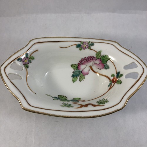 Nippon Peony Flower Design Dish Hand Painted Porcelain Bowl 6.5" Vintage Tray
