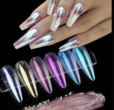 3 Pk Moonlight White Nail Dust Glitter Powder Shimmer Chrome Mirror-Like Finish