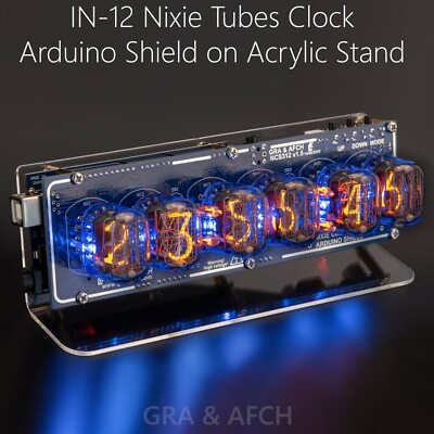 IN-12 Arduino Shield NCS312 Nixie Tubes Clock on Acrylic Stand [WITH OPTIONS]
