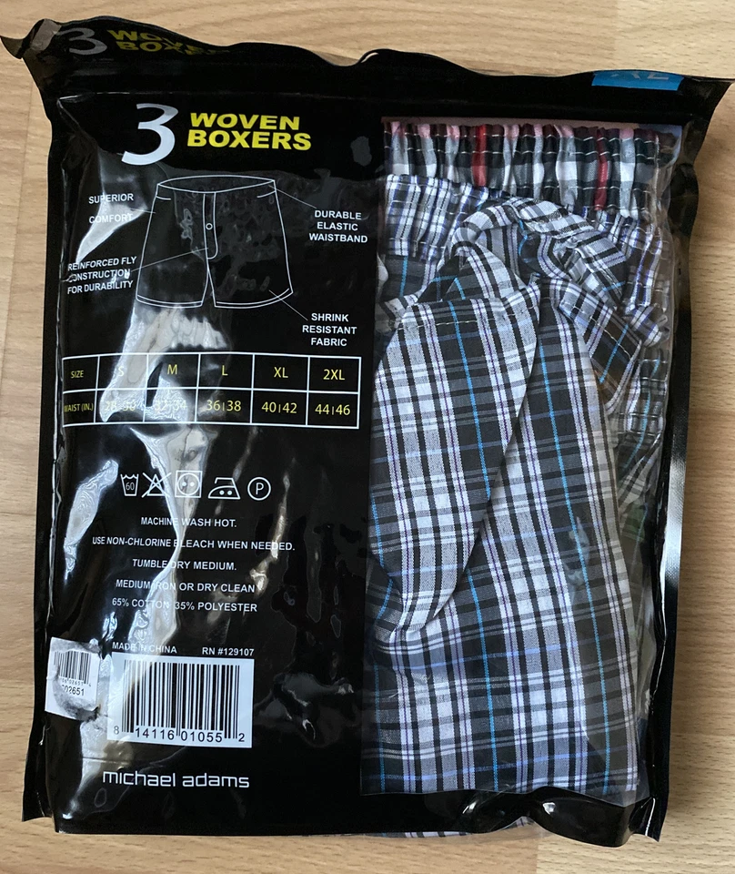 Michael Adams Woven boxers 3 pack Men Size XL multicolor New - Image 2 of 3