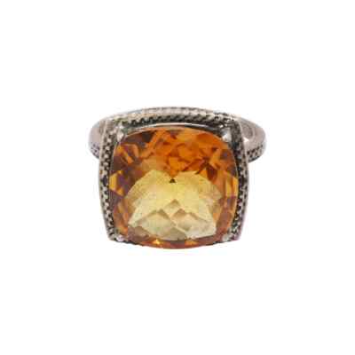 Natural Citrine & Pave Diamond Ring Boho Ring 925 Sterling Silver Antique Ring