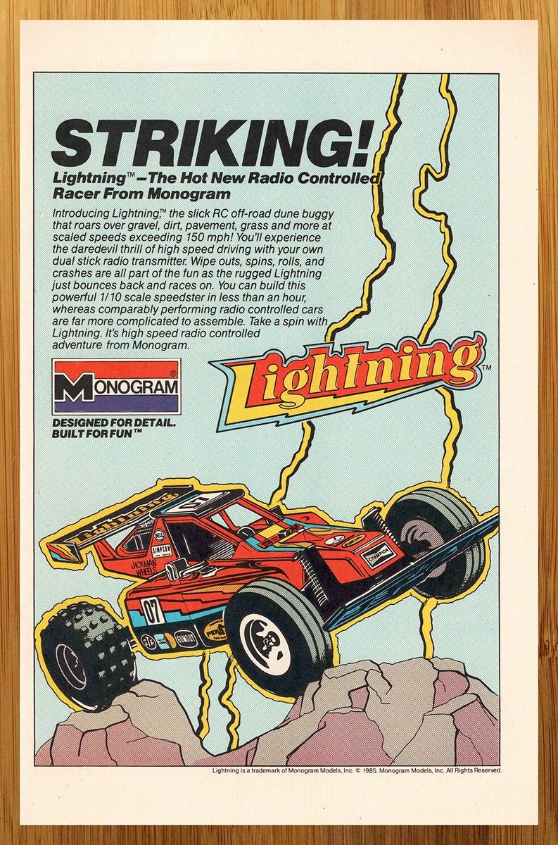 1970s vintage poster USA製 1985 Monogram Lightning RC Racer Vintage Print Ad/Poster