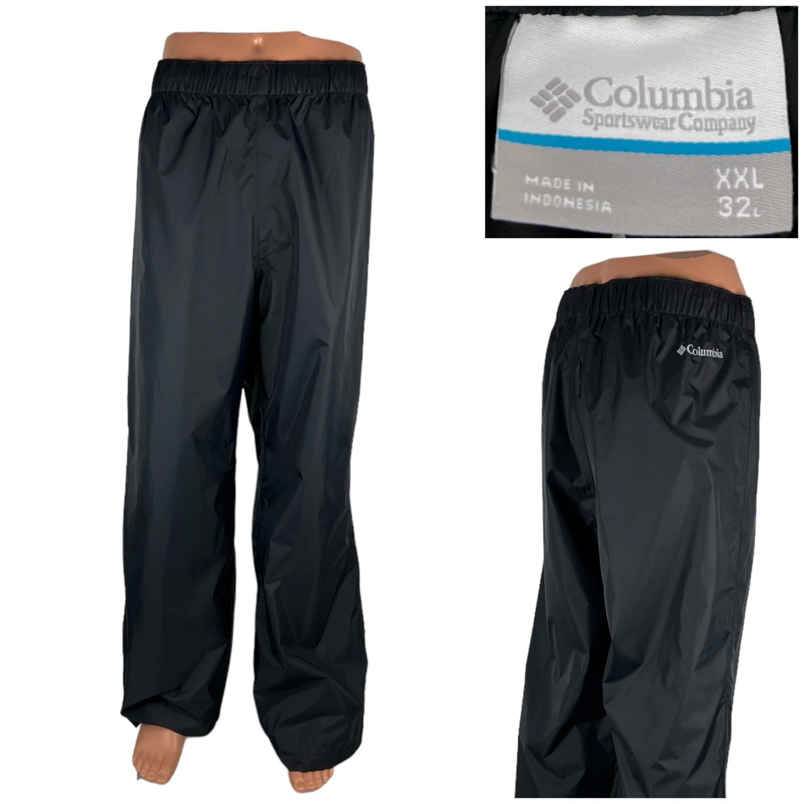 Columbia Mens 2XL Pants Rebel Roamer Rain Black 100% Nylon Outdoor Hiking NWOT