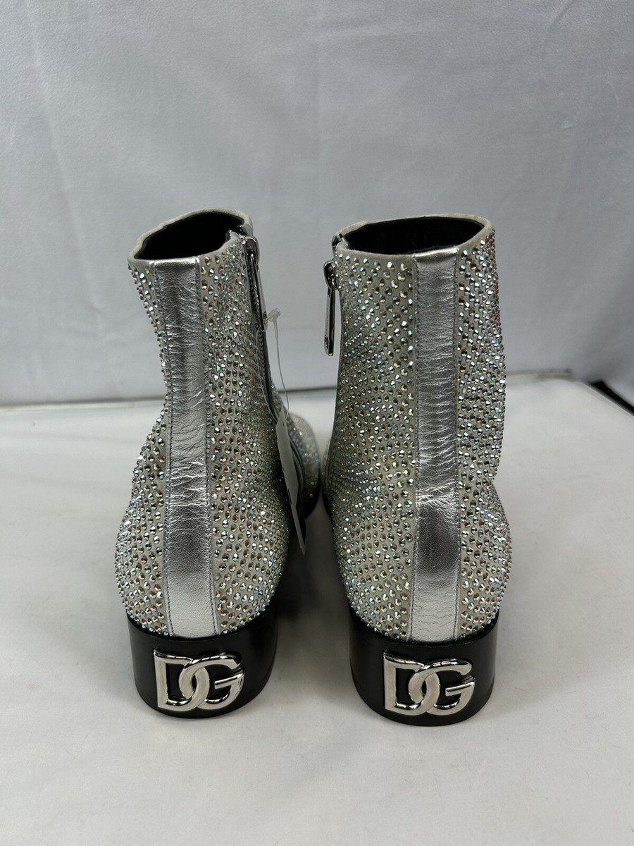 Dolce & Gabbana crystal-embellished leather ankle boots Sz  display picture 1